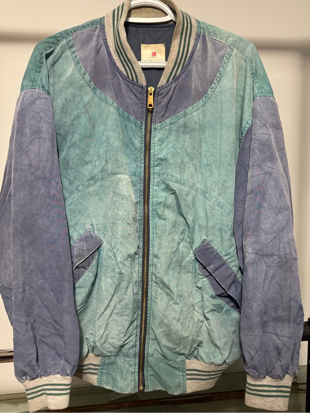 VTG 90s Perino Ponti Suede Colorblock Bomber Jacket